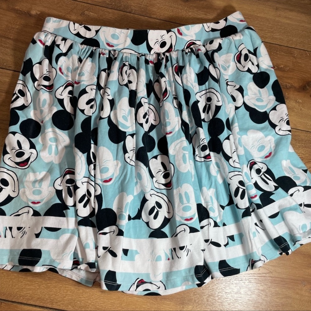 Disney Light Blue, White & Black Mickey Mouse Mini Skirt